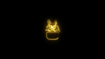 Abstract glowing neon Cat icon isolated on black background. Animal Cat icon illustration 4k.