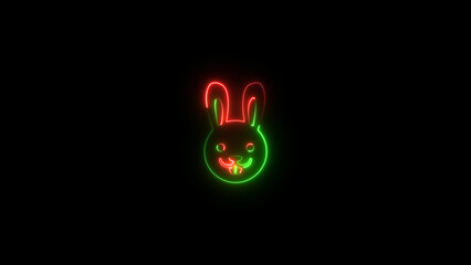 Abstract glowing neon Cat icon isolated on black background. Animal Cat icon illustration 4k.