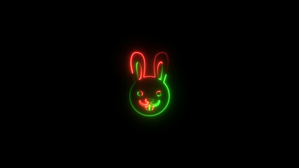 Abstract glowing neon Cat icon isolated on black background. Animal Cat icon illustration 4k.