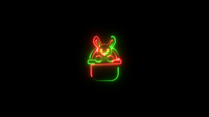 Abstract glowing neon Cat icon isolated on black background. Animal Cat icon illustration 4k.
