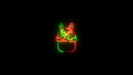 Abstract glowing neon Cat icon isolated on black background. Animal Cat icon illustration 4k.