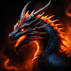 Dragon Silhouette with Glowing Eyes