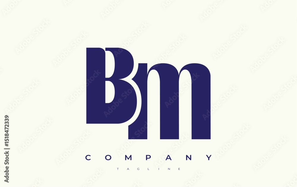 Fototapete bm abstract geometric logo design. modern and elegant logo design with simplistic typography element