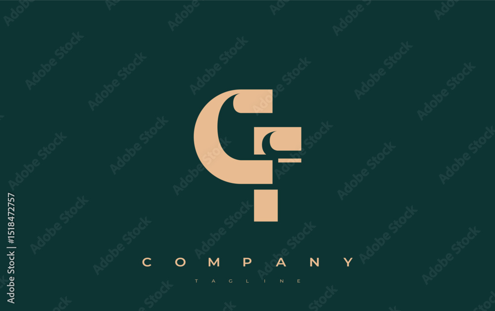 Fototapete cf abstract geometric logo design. modern and elegant logo design with simplistic typography element