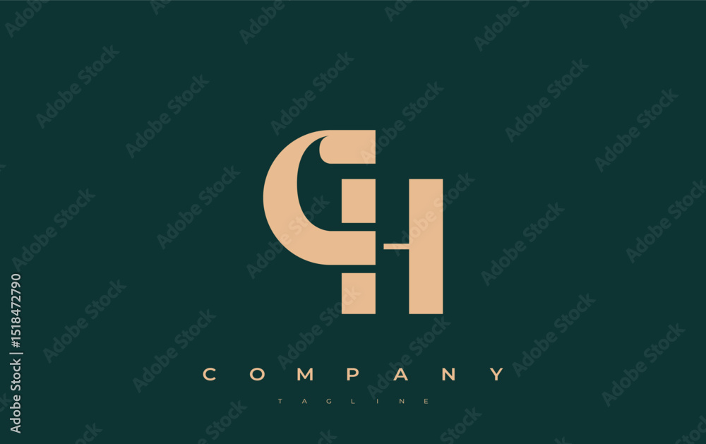 Fototapete ch abstract geometric logo design. modern and elegant logo design with simplistic typography element