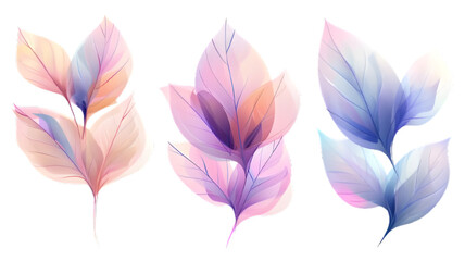 Elegant Watercolor Leaves: Delicate, translucent leaves in a palette of soft pastel colors create a serene and artistic display, perfect for adding a touch of natural beauty and artistic flair.