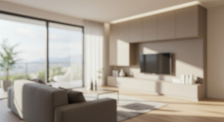 a modern blur background living room with a large, comfortable sectional sofa, framed artwork, and abundant natural light creating an inviting atmosphere 21