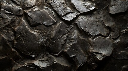 Dark Stone Texture: An abstract close-up of a dark stone texture, with jagged edges and rough surface showcasing the beauty in natural formations.
