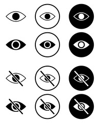 eye icon set. vision icon, see view icons - eyesight symbol - invisible eye hide icon, incognito icon no eye view hidden icon set. Hidden icon vector, vector illustration.