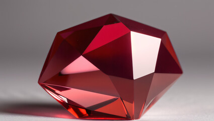 Isolated Red Gem with Sharp Facets – Precious Mineral Photography