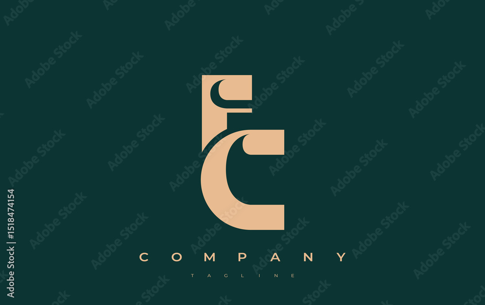 Fototapete fc abstract geometric logo design. modern and elegant logo design with simplistic typography element