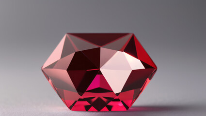 Polished Red Gem on Pink Surface – Elegant Jewel Macro Photography