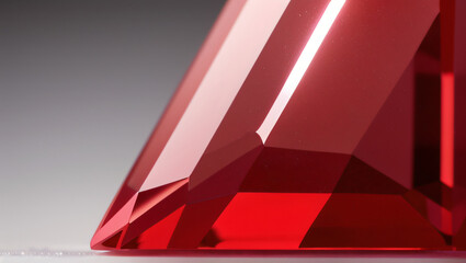Shiny Ruby Crystal with Geometric Cuts – Close-Up of Precious Stone