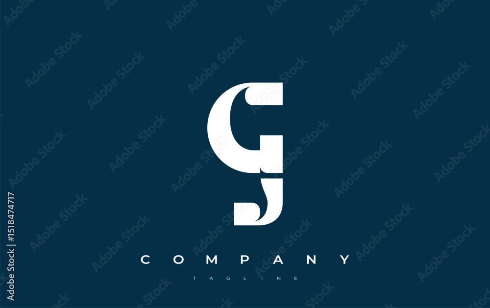 Fototapete gj abstract geometric logo design. modern and elegant logo design with simplistic typography element