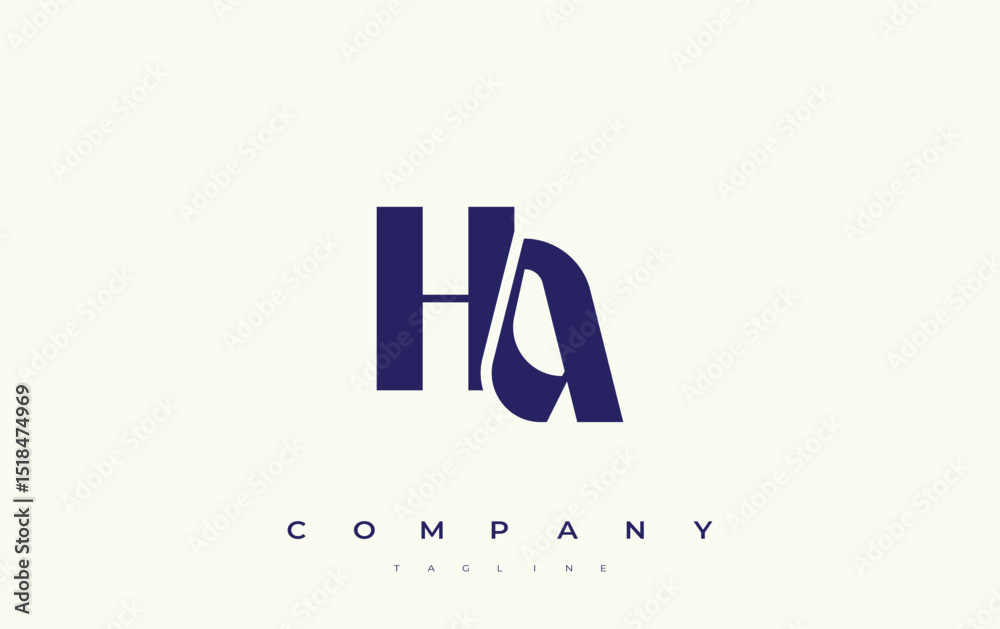 Fototapete ha abstract geometric logo design. modern and elegant logo design with simplistic typography element