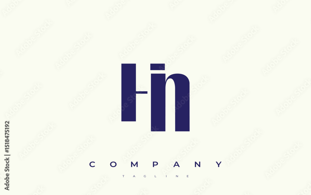 Fototapete hn abstract geometric logo design. modern and elegant logo design with simplistic typography element