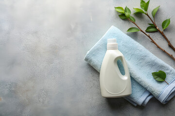 Laundry Detergent Bottle with Towel and Green Branch