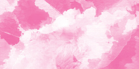 Abstract grainy fantasy smooth light pink watercolor paper texture with clouds, Grunge pink background, Stain artistic hand painted texture of pink, pastel hand painted watercolor of pink texture.