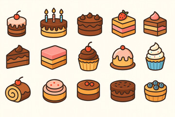 Cakes Icons 15 Set generative ai