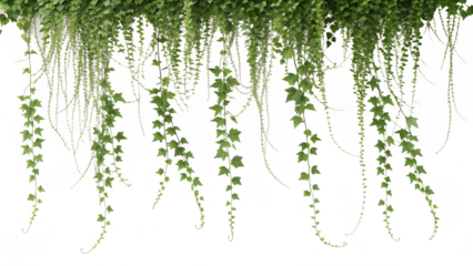 Green tree branches with fresh leaves on a white background