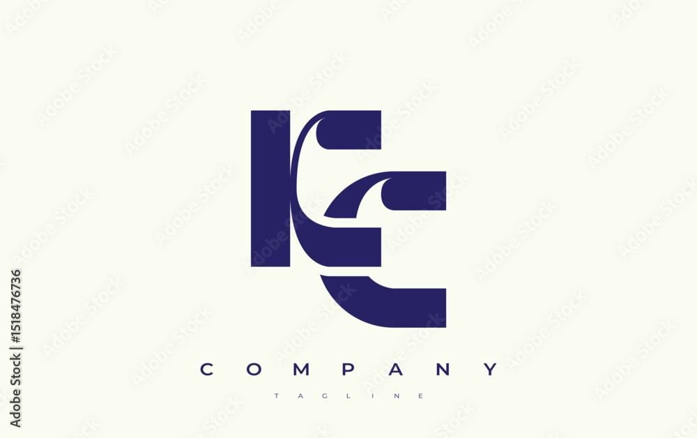 Fototapete kc abstract geometric logo design. modern and elegant logo design with simplistic typography element