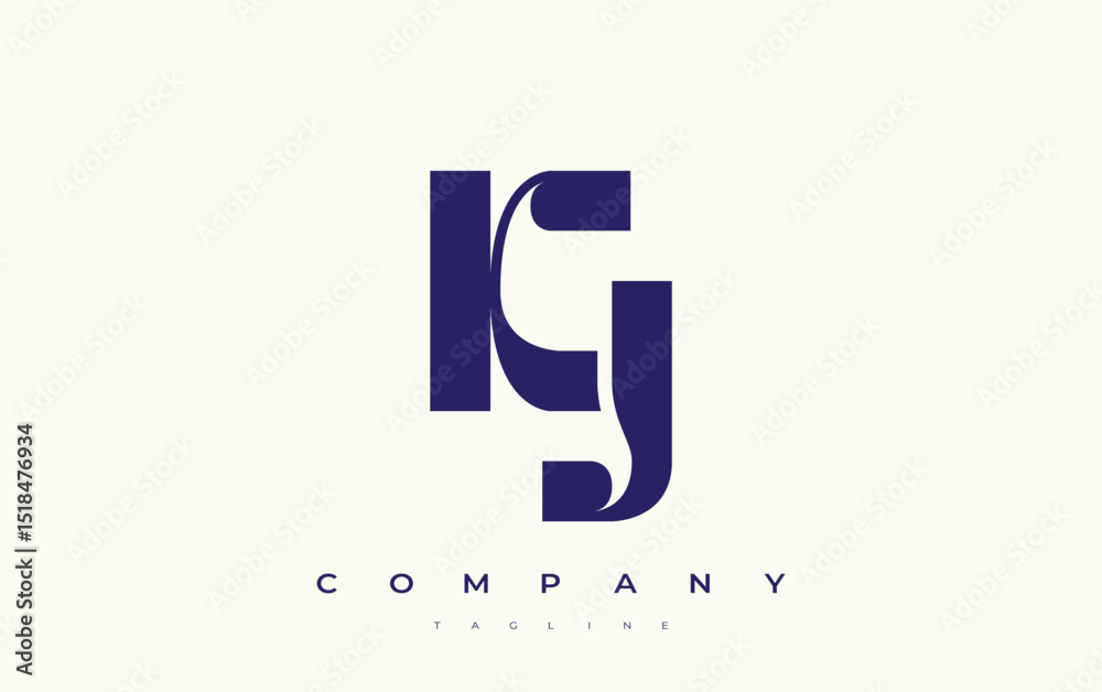 Fototapete kj abstract geometric logo design. modern and elegant logo design with simplistic typography element
