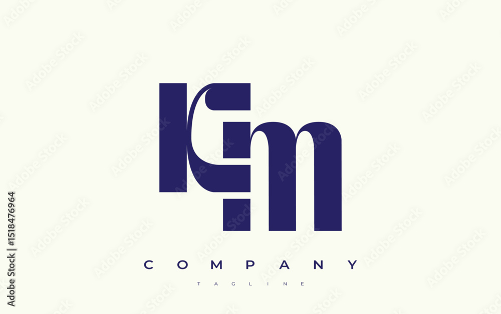 Fototapete km abstract geometric logo design. modern and elegant logo design with simplistic typography element