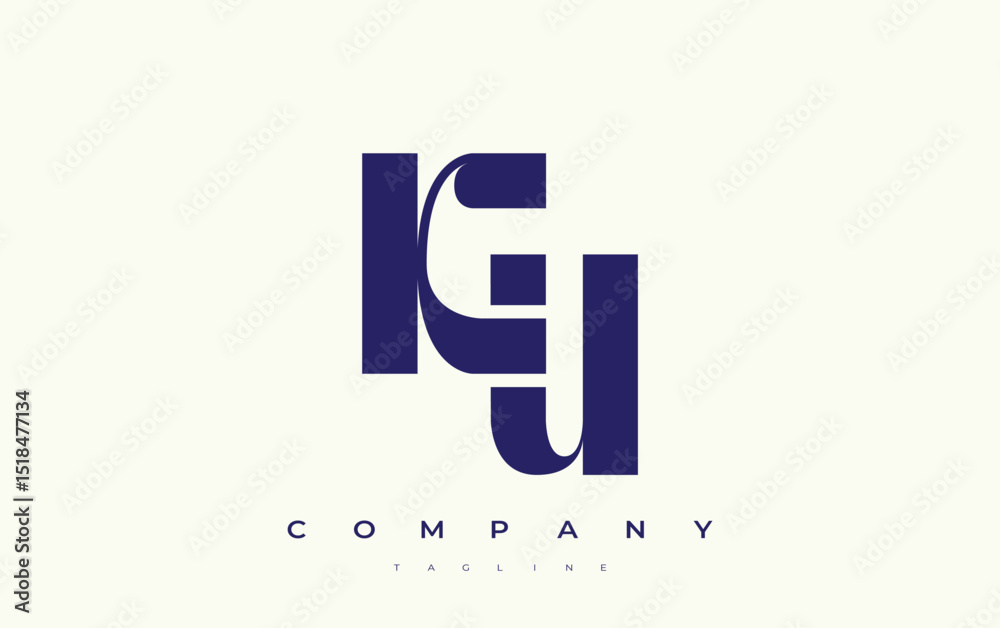 Fototapete ku abstract geometric logo design. modern and elegant logo design with simplistic typography element