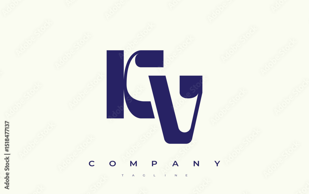 Fototapete kv abstract geometric logo design. modern and elegant logo design with simplistic typography element