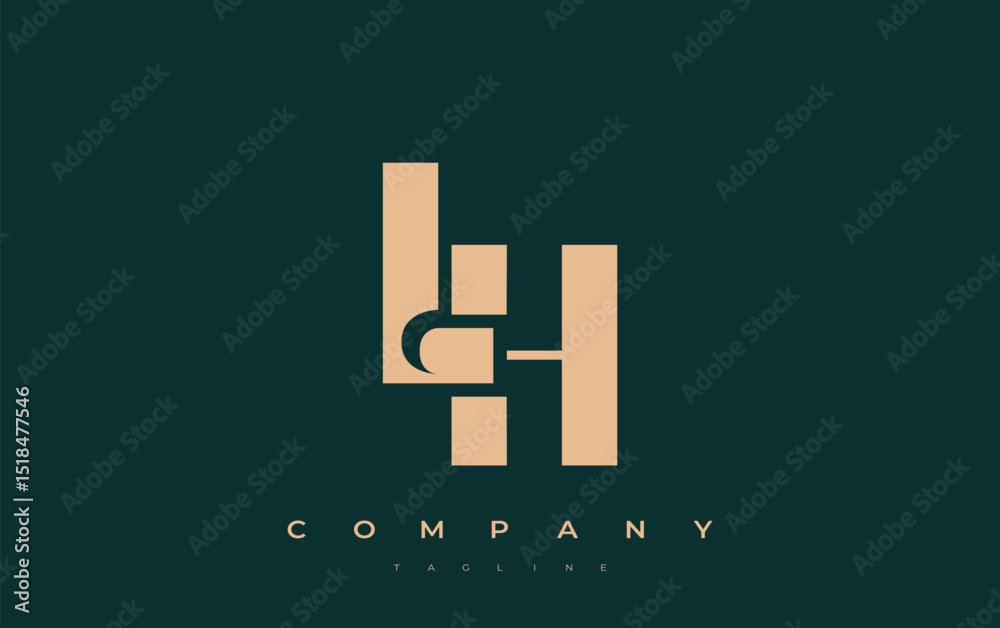 Fototapete lh abstract geometric logo design. modern and elegant logo design with simplistic typography element