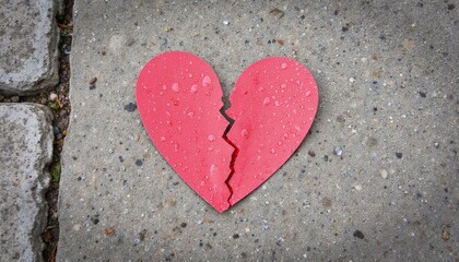 Obraz premium A broken heart symbol on a concrete surface