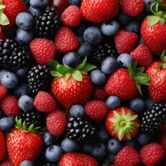 Fototapeta premium Fresh mixed berries close up view on white background