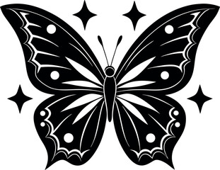 pop butterfly tattoo icon with sparkles Shallotte white