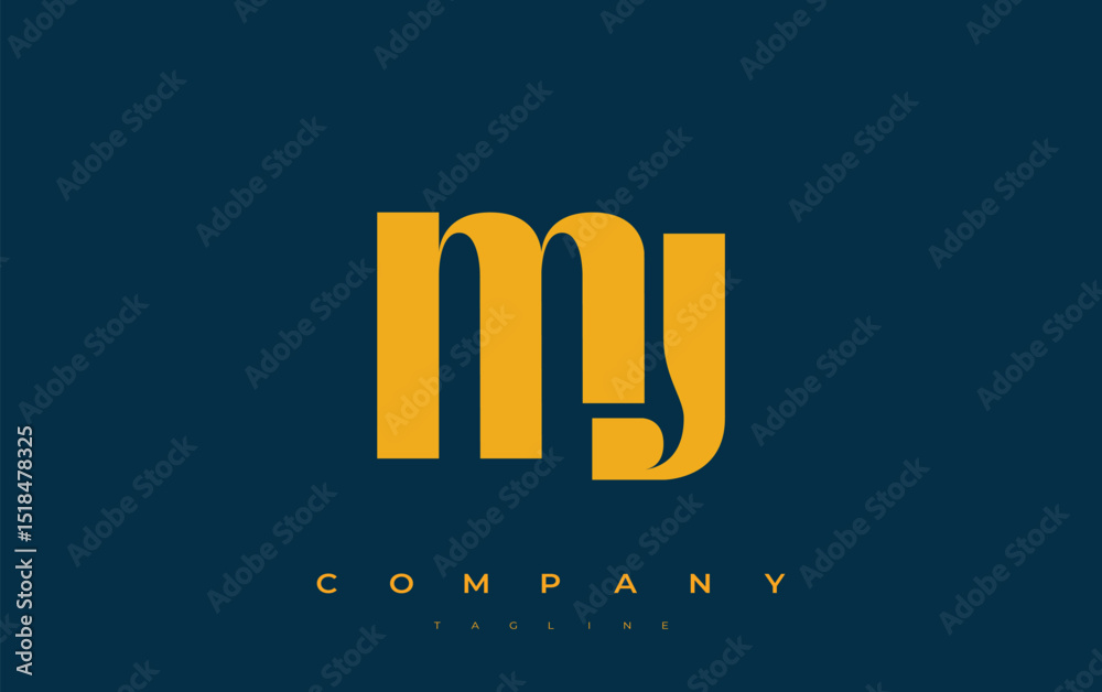 Fototapete mj abstract geometric logo design. modern and elegant logo design with simplistic typography element