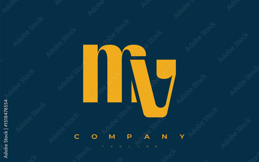 Fototapete mv abstract geometric logo design. modern and elegant logo design with simplistic typography element
