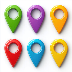 Colorful Location Markers for Navigation , PNG isolated cut out image