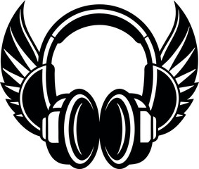 shiny headphones with wings vector in y2k style Shallotte white