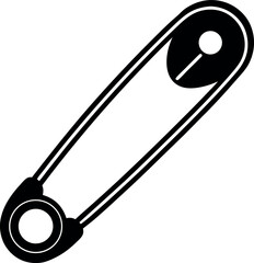 silver safety pin with charm icon vector Shallotte white