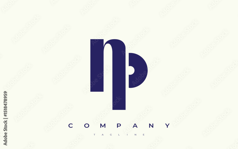 Fototapete np abstract geometric logo design. modern and elegant logo design with simplistic typography element