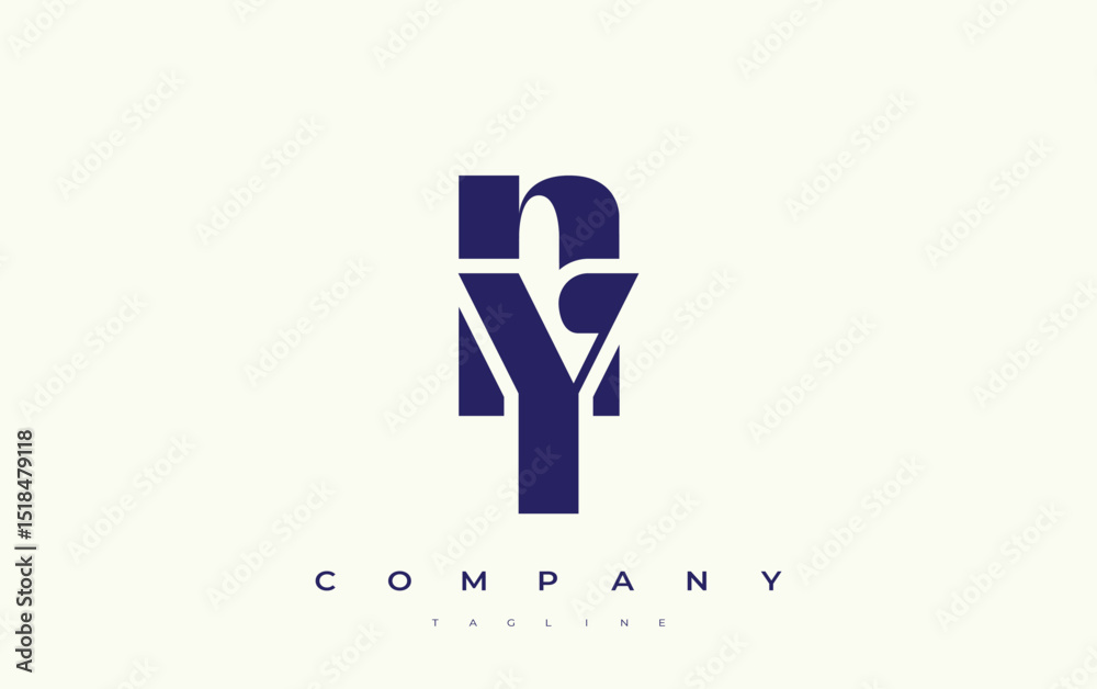 Fototapete ny abstract geometric logo design. modern and elegant logo design with simplistic typography element