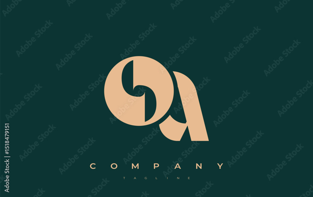 Fototapete oa abstract geometric logo design. modern and elegant logo design with simplistic typography element