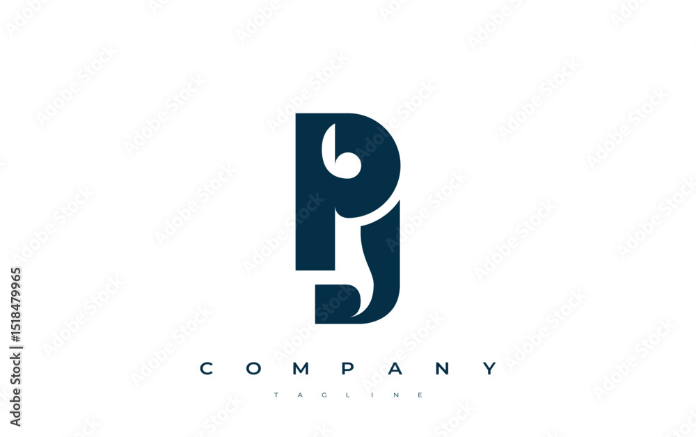 Fototapete pj abstract geometric logo design. modern and elegant logo design with simplistic typography element