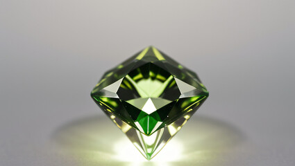 Green Faceted Gemstone on Gray Background – Luxury Emerald Look