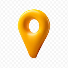 Vector realistic isolated yellow map pin on transparent background.