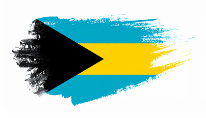 Watercolor painting of Bahamas flag isolated on white backdrop. National symbol. Hand drawn art.