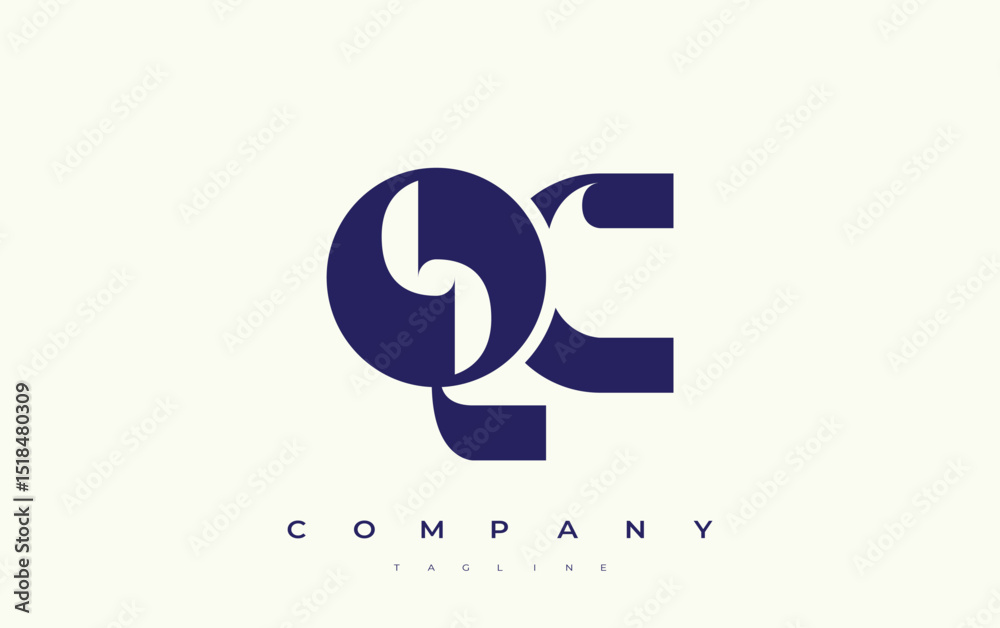 Fototapete qc abstract geometric logo design. modern and elegant logo design with simplistic typography element