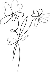 Abstract floral vector pattern with blooming flowers, leaves, and butterfly design