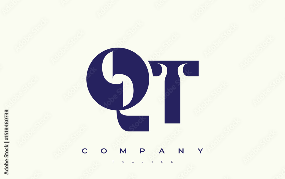 Fototapete QT Abstract Geometric Logo Design. Modern and elegant logo design with simplistic typography elements, showcasing branding excellence.