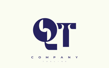 QT Abstract Geometric Logo Design. Modern and elegant logo design with simplistic typography elements, showcasing branding excellence.