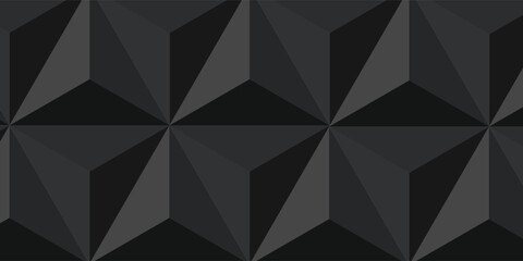 Black grey abstract vector background. Geometric monochrome mosaic composed of triangles. Dark polygons wallpaper. Gradient. Shadow